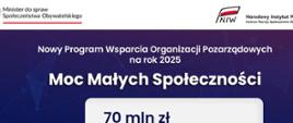 Grafika informująca o nowym programie wsparcia organizacji pozarządowych na 2025 rok - Moc Małych Społeczności 
