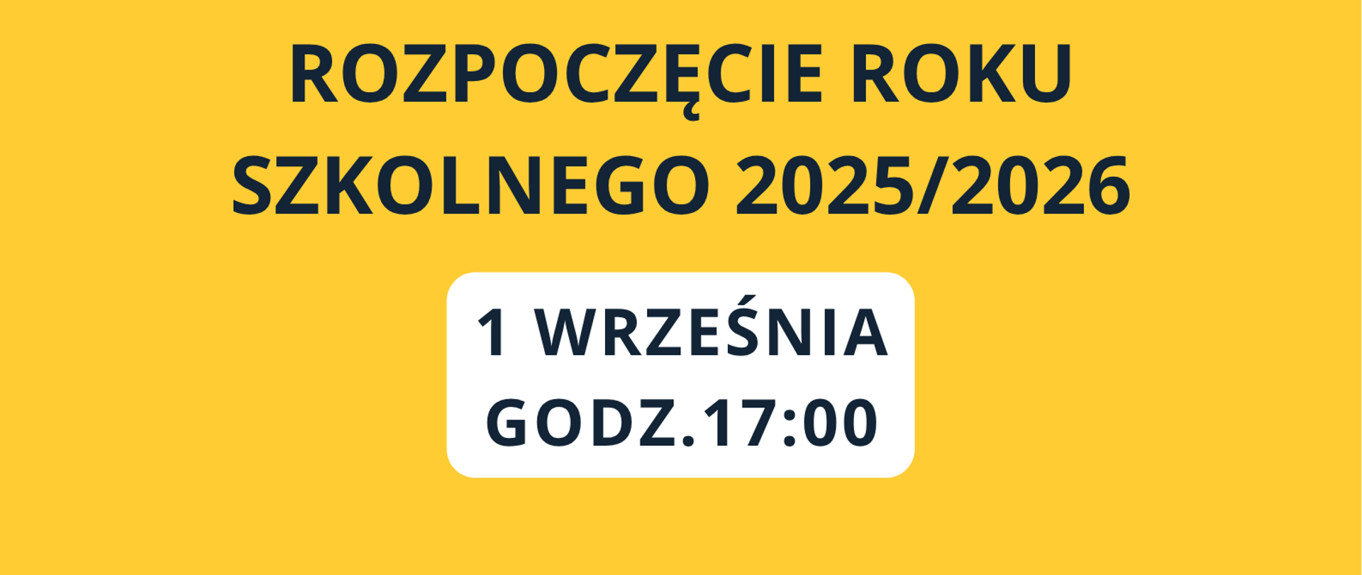 Na żółtym tle u góry napis Państwowa Szkoła Muzyczna I stopnia w Sieradzu zaprasza na. Pod napisem grafika klawiszy, saksofonu i mikrofonu. Poniżej napis: rozpoczęcie roku szkolnego 2025/2026, niżej na białym tle: 1 września, godzina 17:00. Na samym dole: Teatr Miejski w Sieradzu.