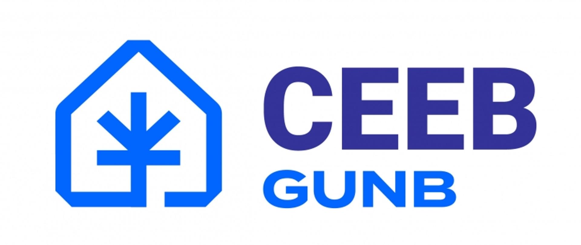 Logo CEEB z symbolem drzewa w konturze domu oraz napisem „GUNB” poniżej.