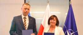Minister Alicja Kulka - p.o. Głównego Geodety Kraju, Mikołaj Wild - Prezes Zarządu Centralnego Portu Komunikacyjnego