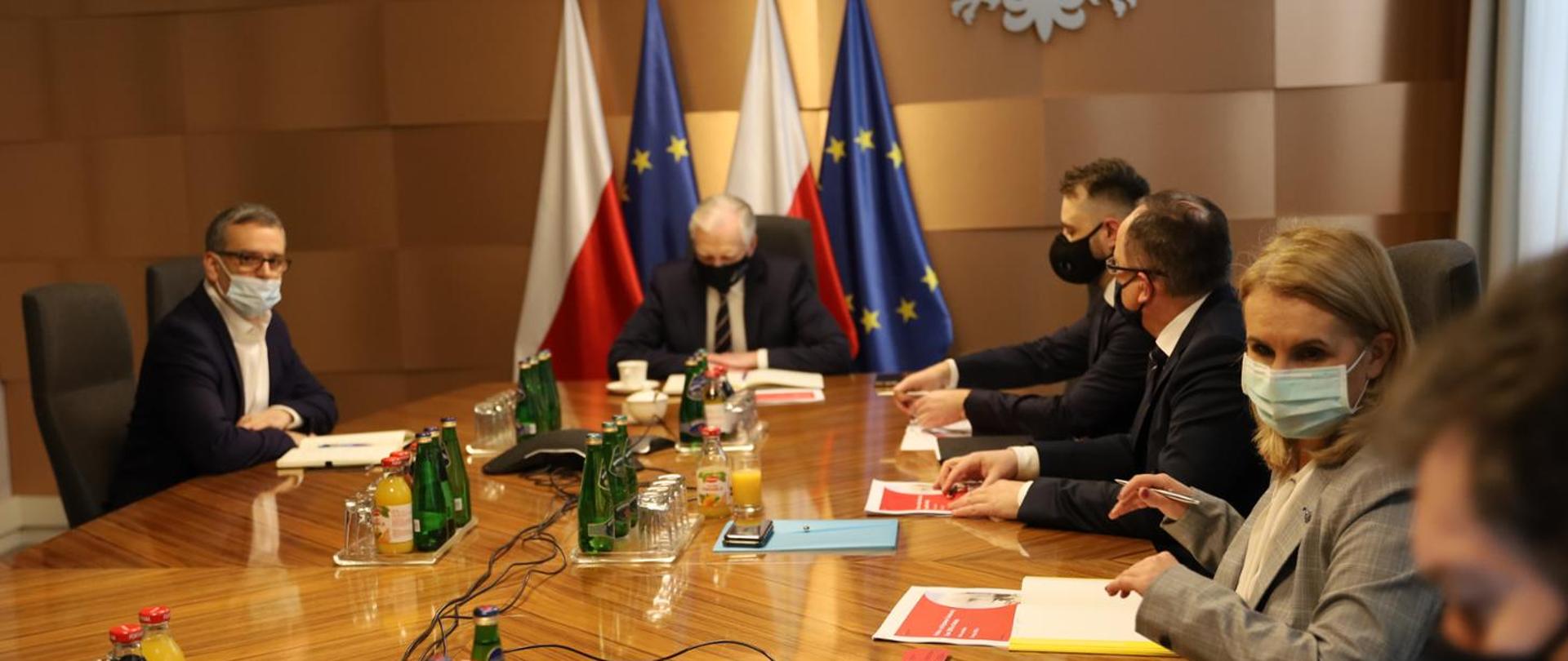 Prime Minister Jarosław Gowin in the conference room