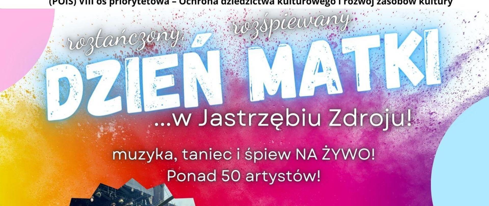 Plakat informacyjny dotyczący koncertu z okazji Dnia Matki odbywającego się w dniu 18.05.2024 o godz. 18.00.