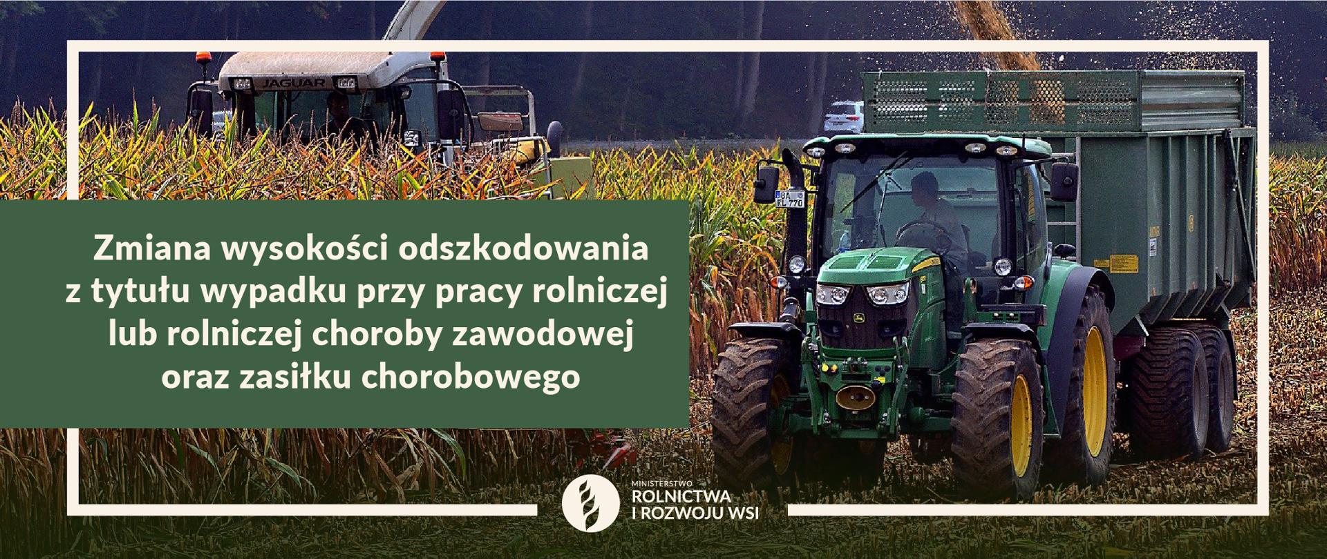 Zdjęcie do komunikatu.
Traktor na polu kukurydzy.