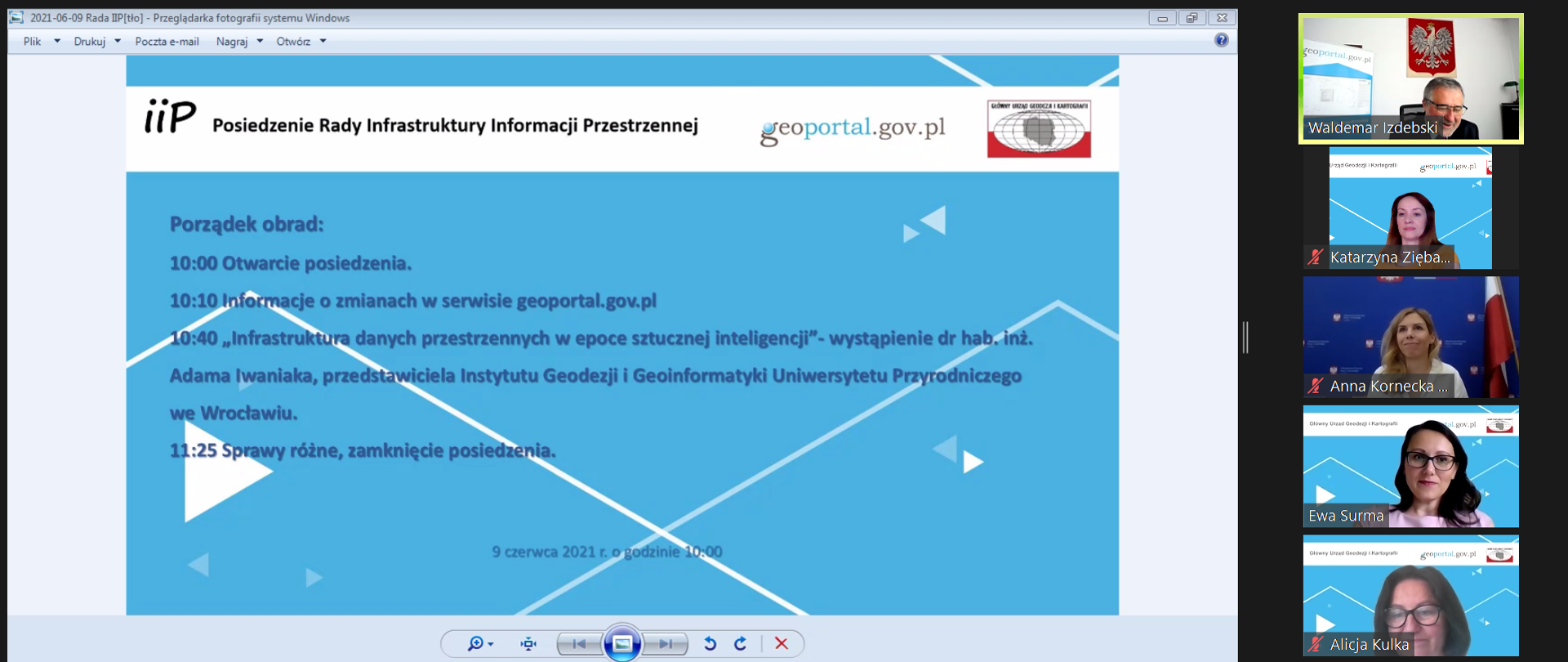 Zrzut ekranu z aplikacji ZOOM (programu do prowadzenia telekonferencji). 