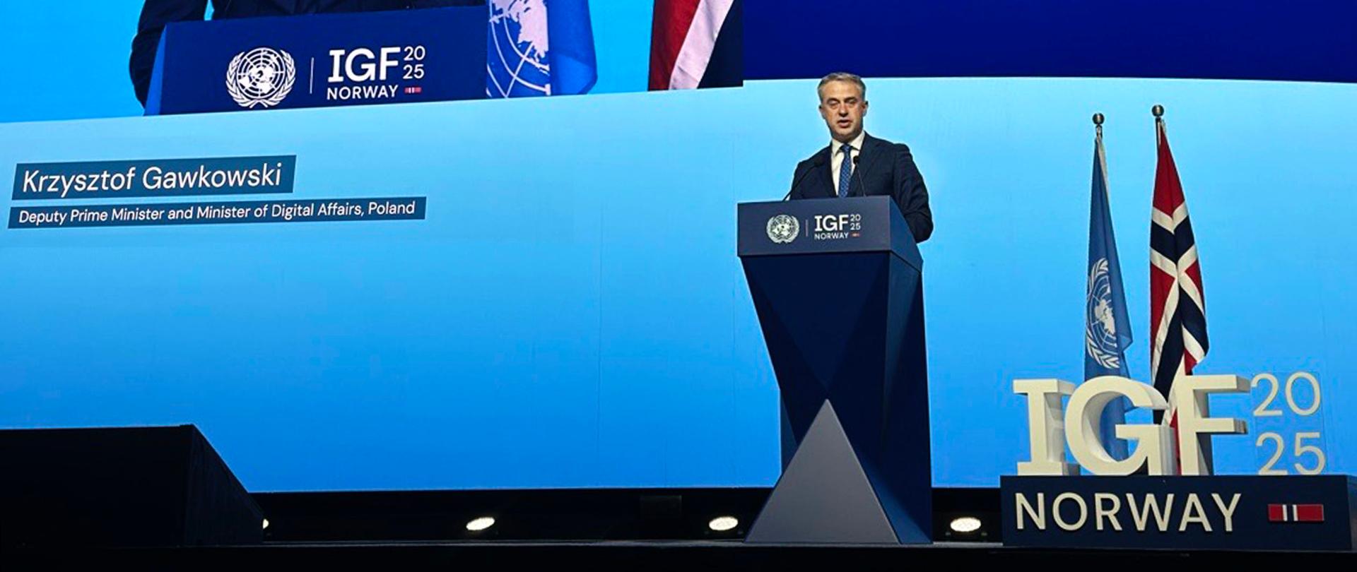 Wicepremier i minister cyfryzacji Krzysztof Gawkowski na IGF 2025