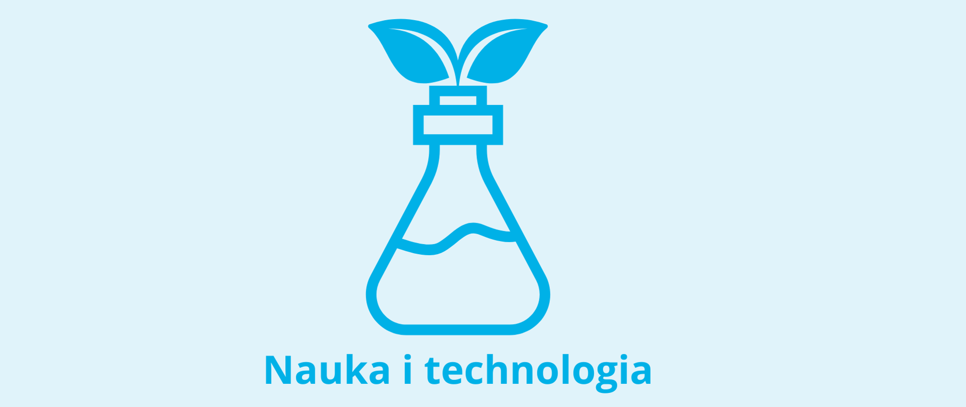 Na zdjęciu jest rysunek kolby chemicznej, z której wystają dwa liście.