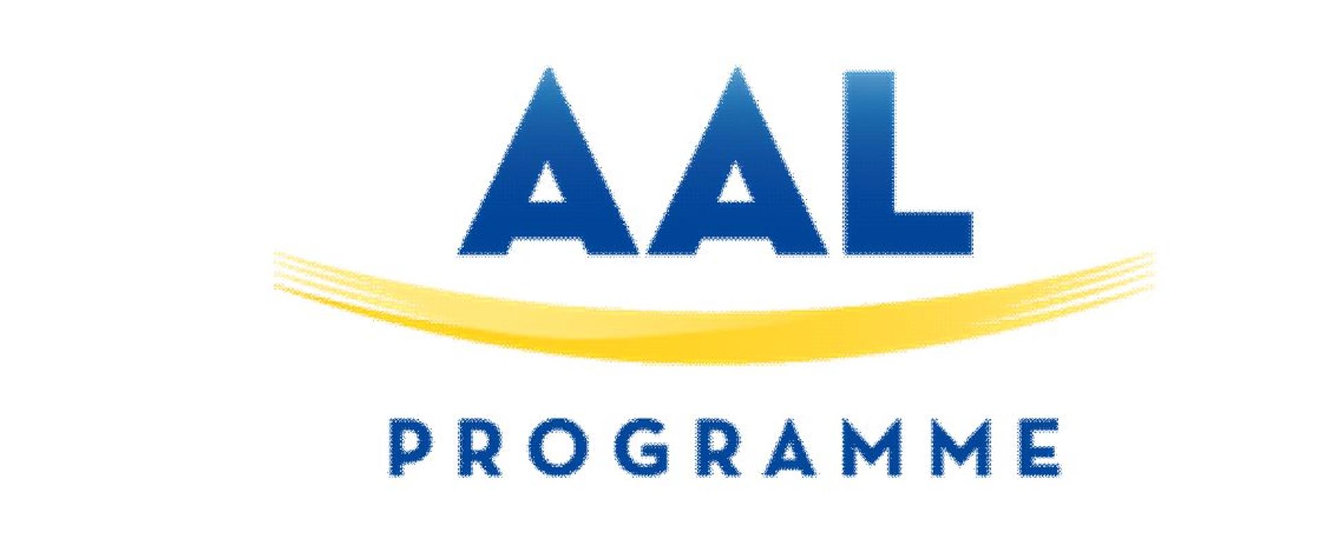 napis AAL drukowanymi literami w granatowym kolorze podkreślone niebieską linią wygiętą w kształcie uśmiechu pod linią napis programme