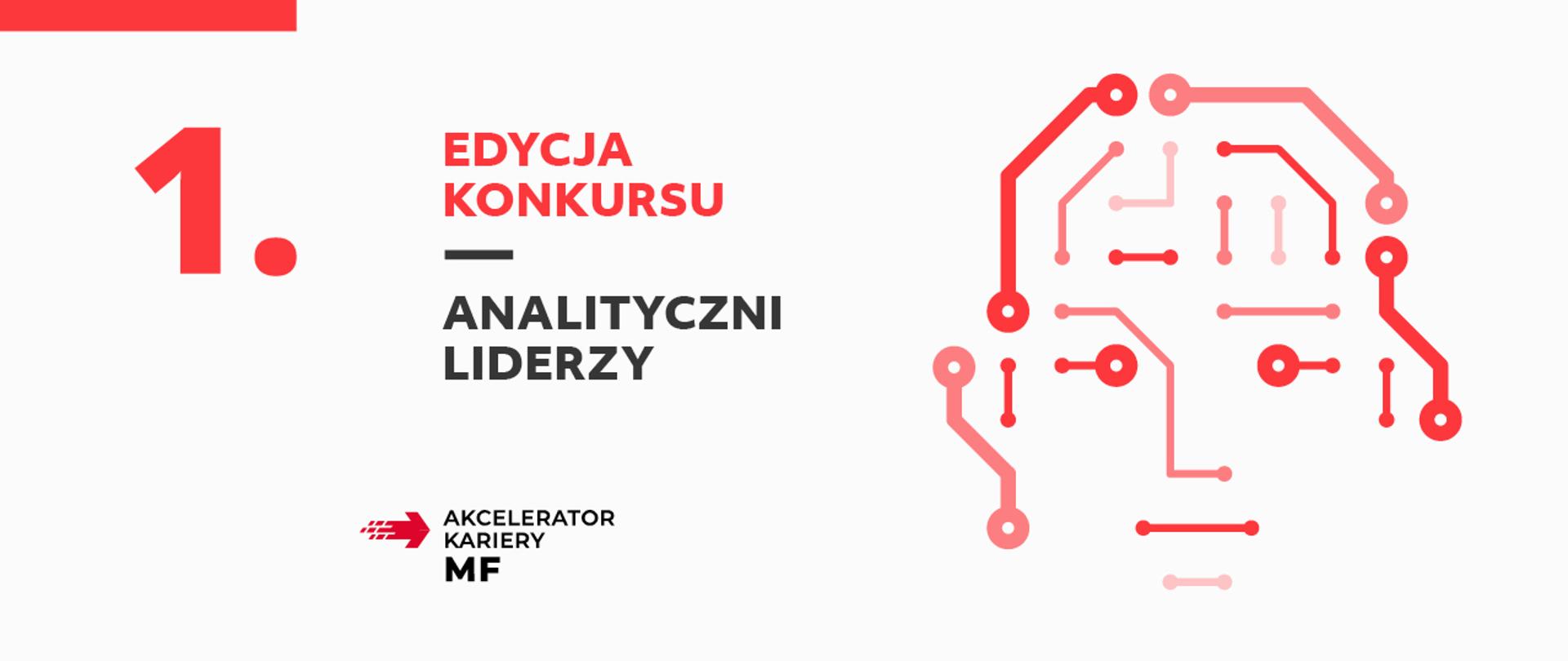 Grafika z twarzą narysowaną za pomocą kresek i kółek. Napis: Pierwsza edycja konkursu „Analityczni liderzy”. 