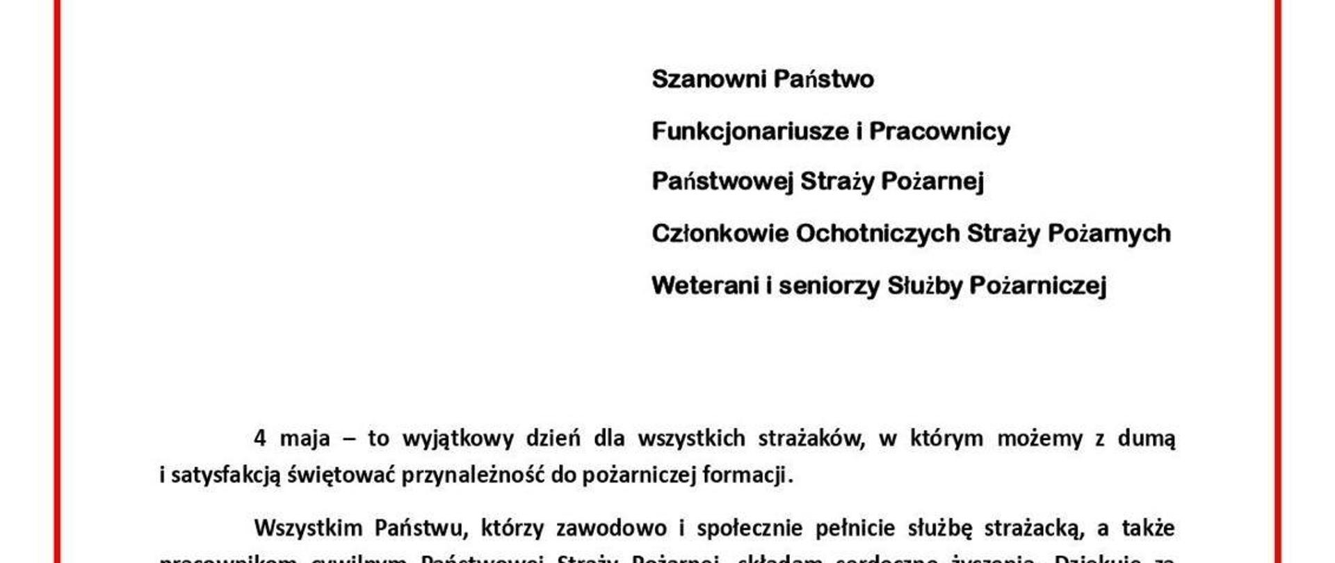 Życzenia Komendanta Powiatowego w Nowym Dworze Gdańskim z okazji dnia Strażaka