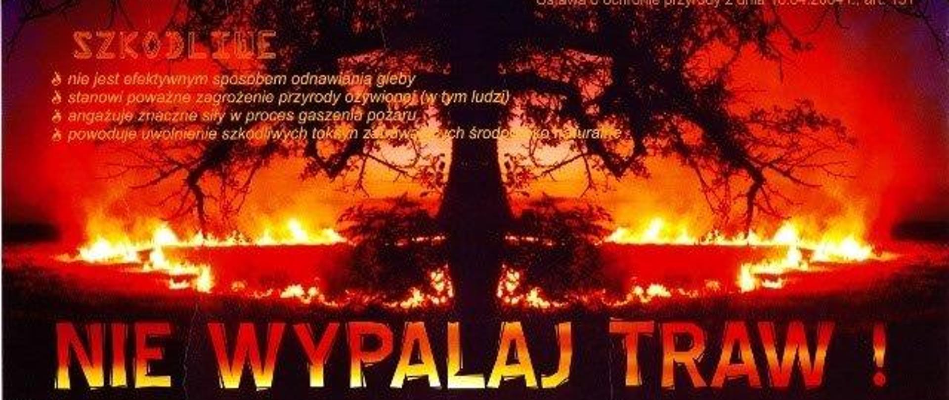 Plakat dotyczący zakazu wypalania traw