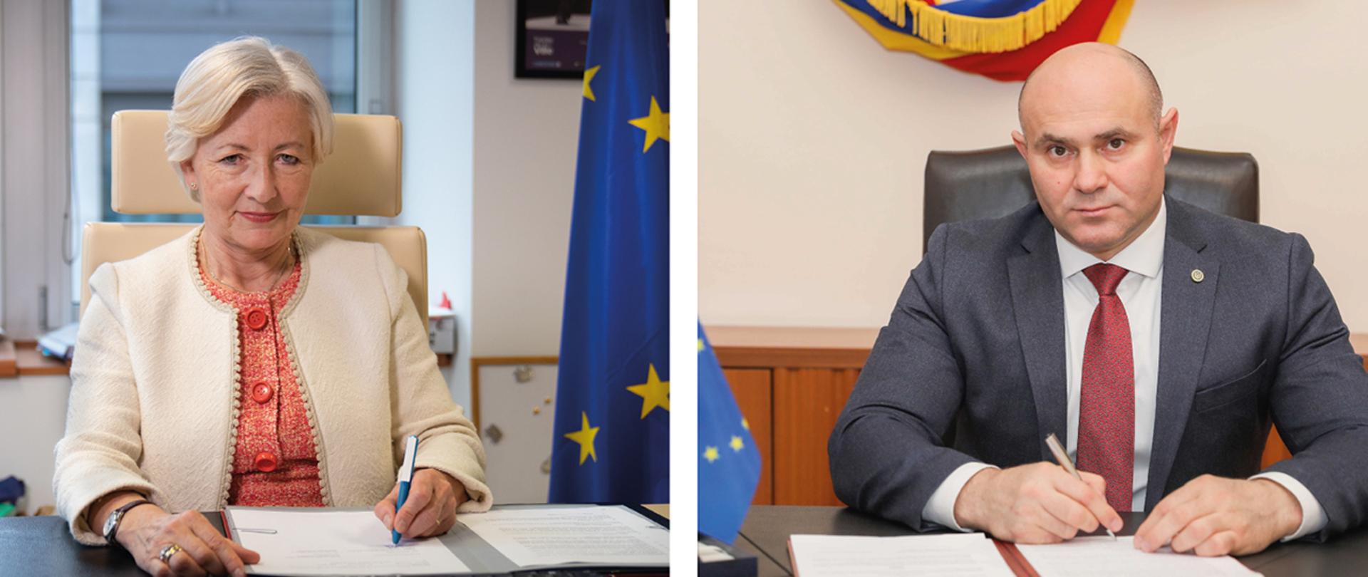 Na zdjęciu: Monique Pariat, dyrektor generalna Dyrekcji Generalnej ds. Migracji i Spraw Wewnętrznych Komisji Europejskiej oraz Minister Spraw Wewnętrznych Republiki Mołdawii Pavel Voicu