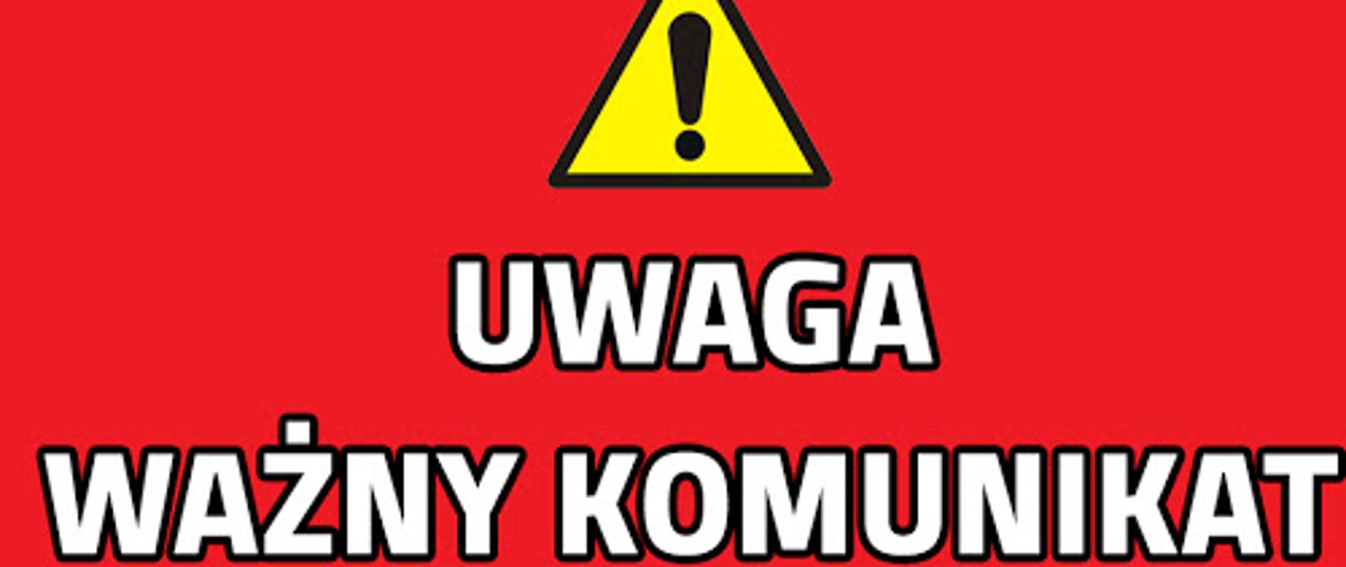 Zdjęcie przedstawia znak uwaga na czerwonym tle