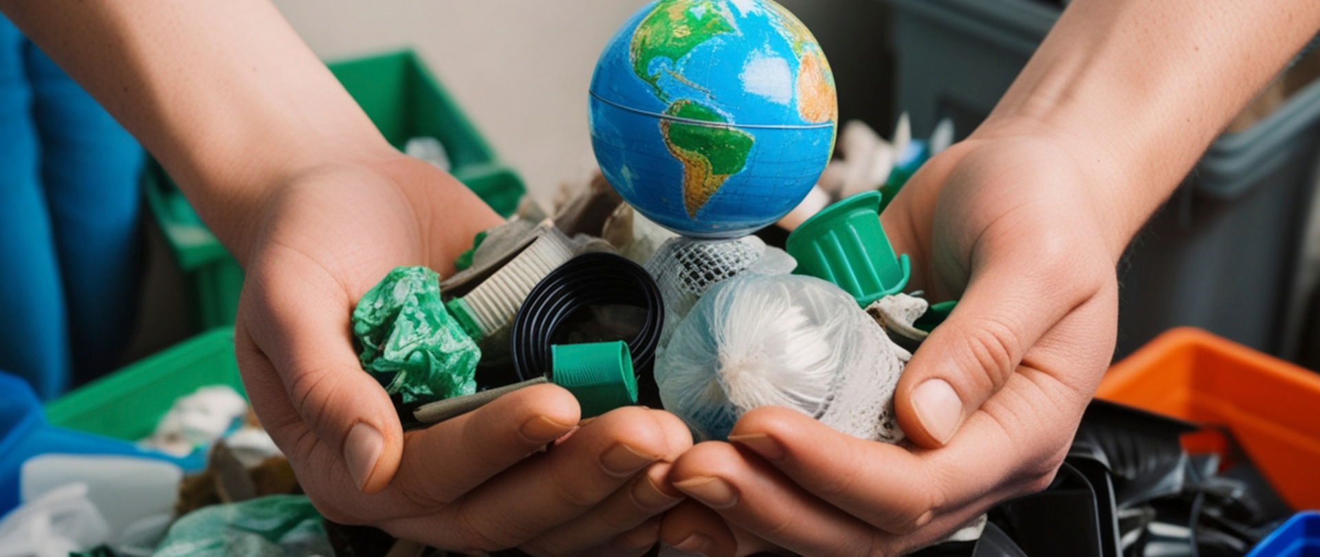 odpady z tworzyw sztucznych trzymanych w dłoni