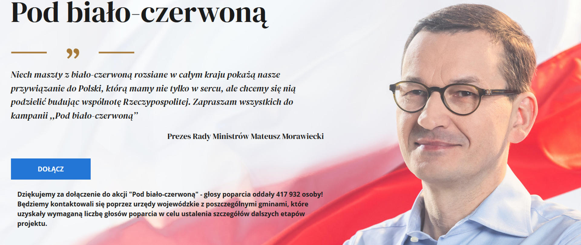 premier na tle flagi