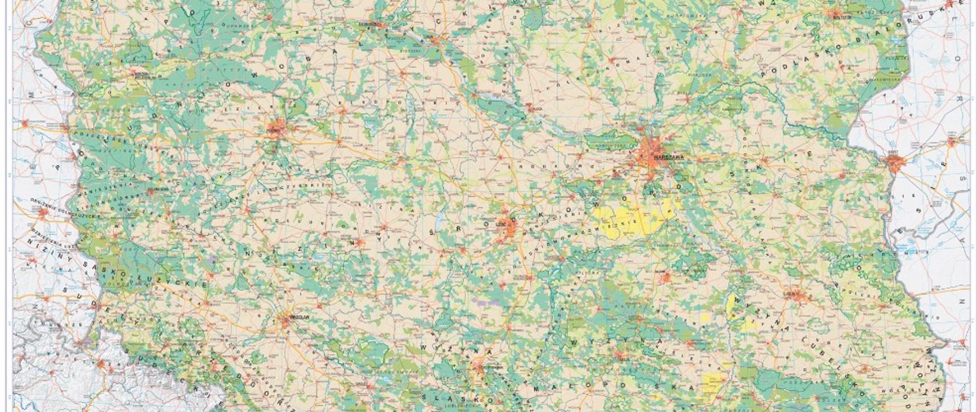 przedstawia mapę pokrycia terenu Polski
