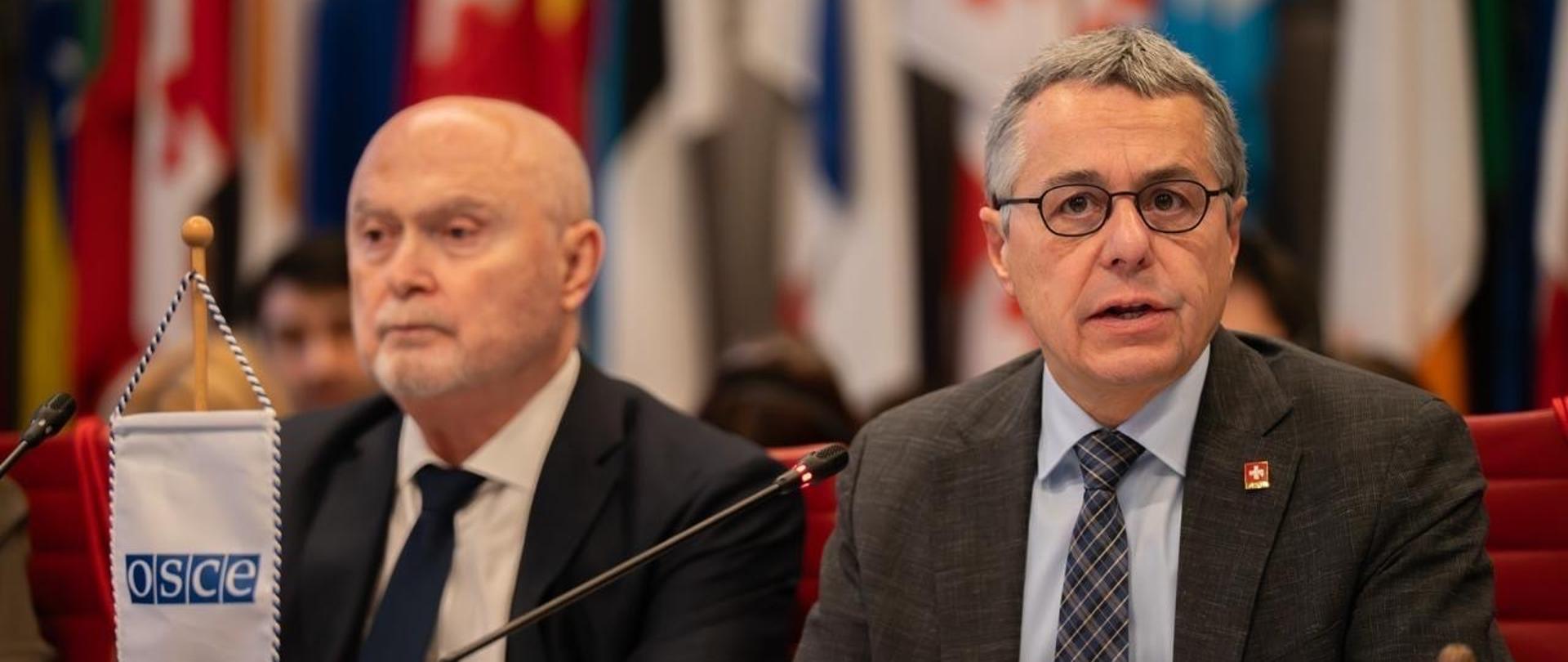  Przewodniczący OBWE i minister spraw zagranicznych Szwajcarii Ignazio Cassis oraz Sekretarz Generalny OBWE Feridun Sinirlioğlu