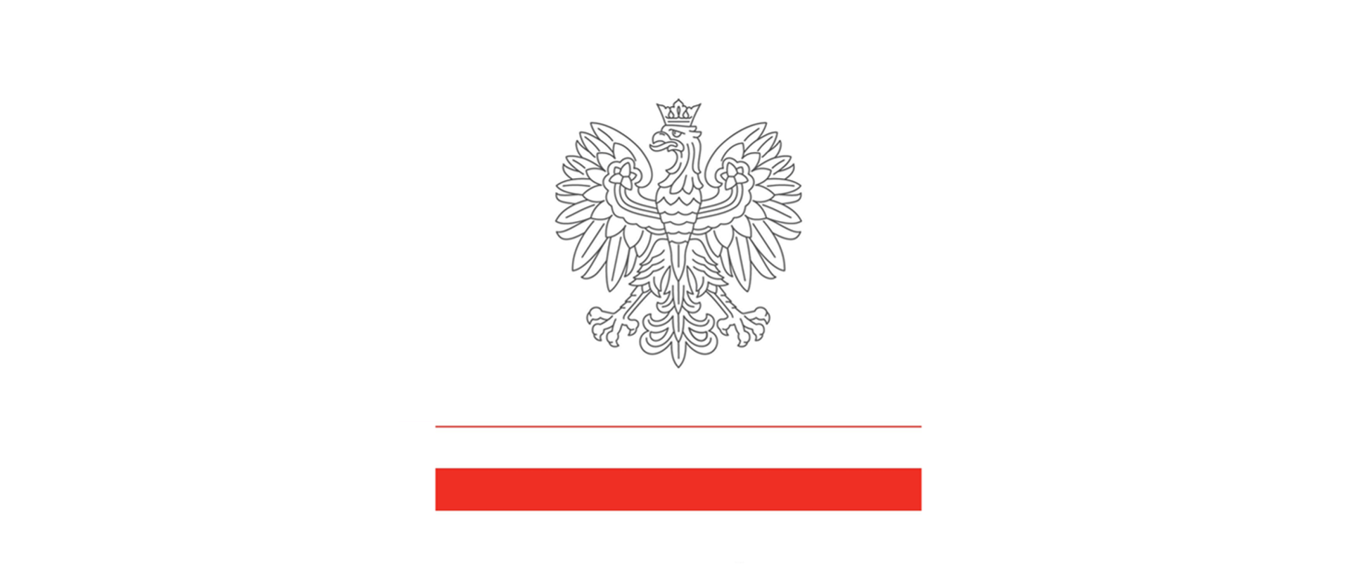 Logotyp MSZ - orzeł biały w koronie na białym tle, pod spodem widoczna flaga biało-czerwona.