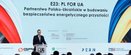 Premier Mateusz Morawiecki podczas konferencji #E23: PL for UA w Warszawie.