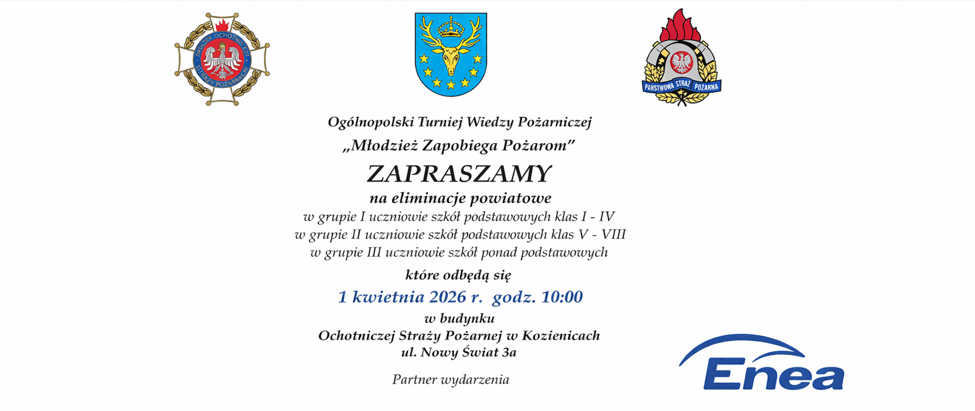 Eliminacje powiatowe Ogólnopolskiego Turnieju Wiedzy Pożarniczej "Młodzież Zapobiega Pożarom” 01.04.2026