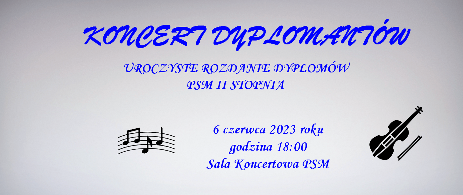 baner: na szarym gradientowym tle podstawowe informacje o koncercie w kolorze niebieskim