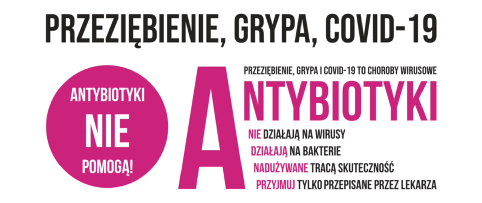 Napis Antybiotyki nie działają na wirusy