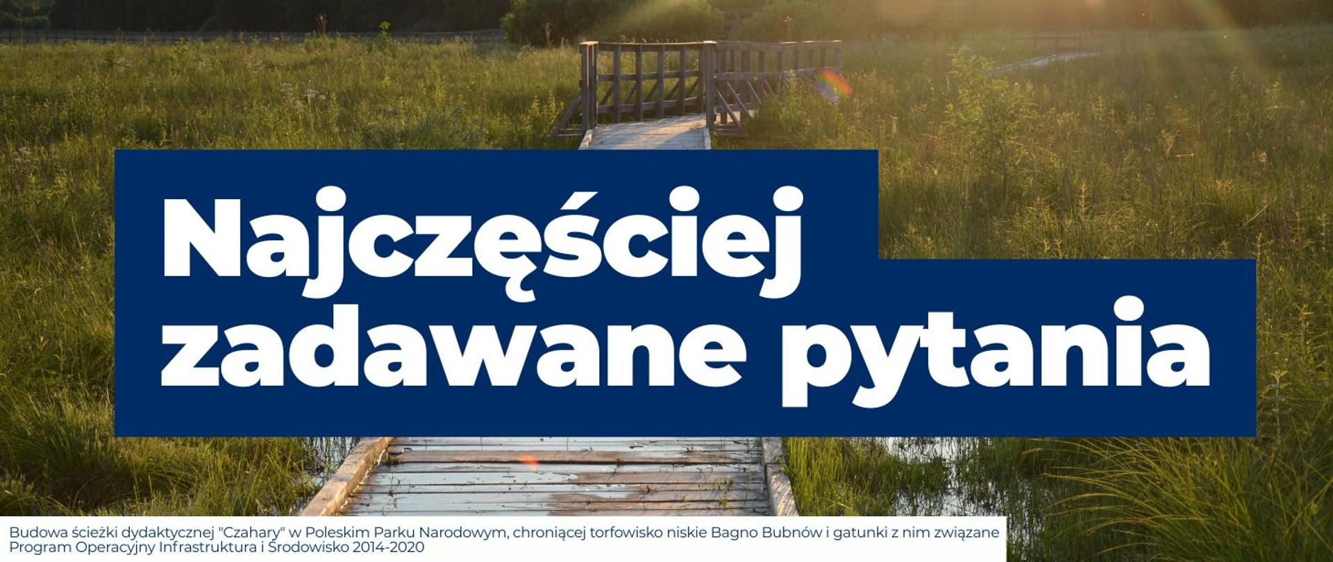 baner do artykułu Najczęściej zadawane pytania. Na zdjęciu widnieje budowa ścieżki dydaktycznej "Czahary" w Poleskim Parku Narodowym, chroniącej torfowisko niskie Bagno Bubnów i gatunki z nim związane.