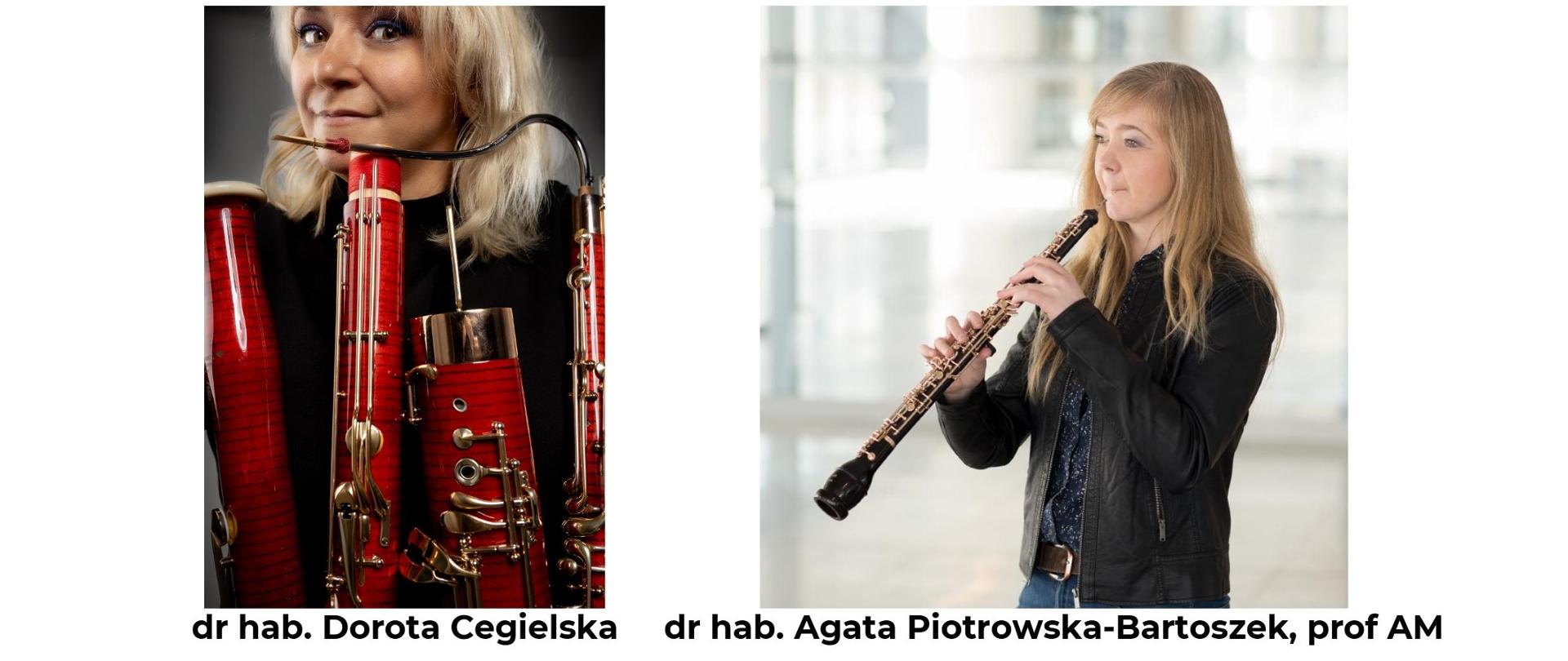 Białe tło, po lewej u góry logo szkoły, zdjęcia fagocistki i oboistki, informacje dotyczące warsztatów fagotowo - obojowych.