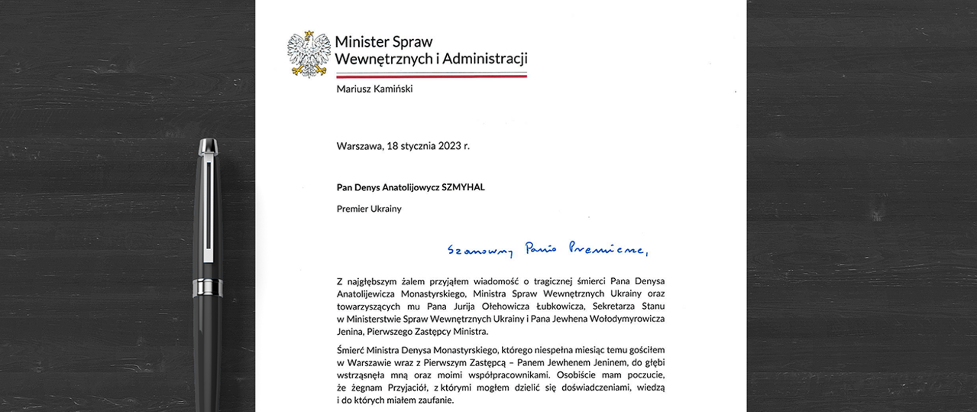 List Ministra Mariusza Kamińskiego
