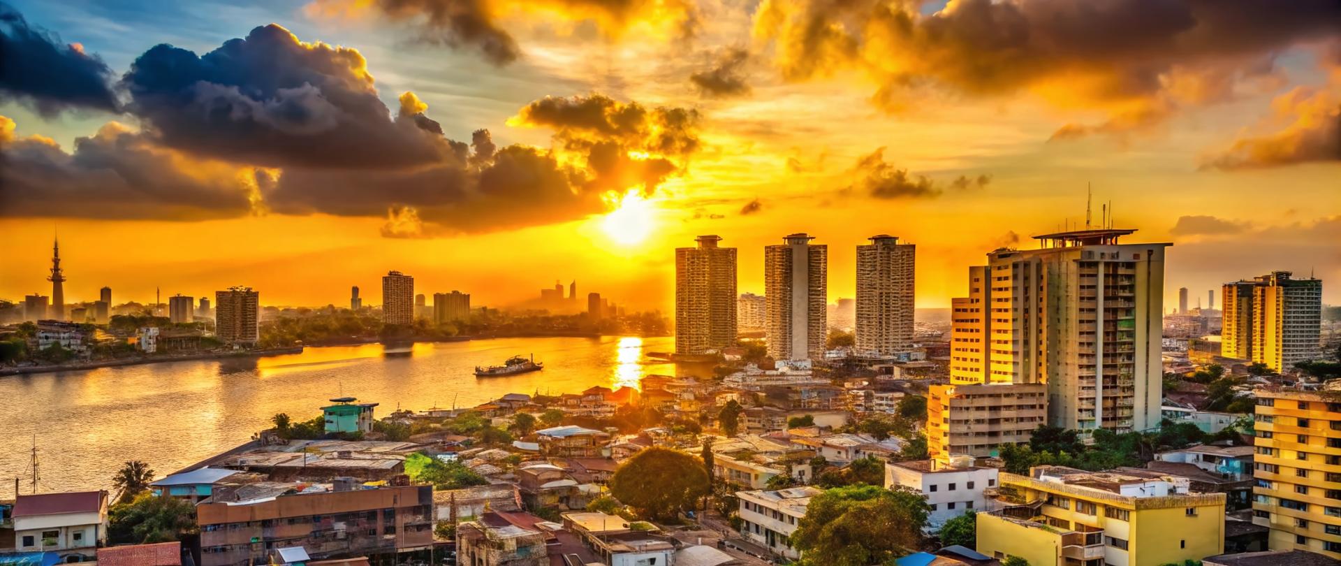 Zdjęcie Lagos Victoria Island - widok panoramiczny na domy, wodę i wieżowce