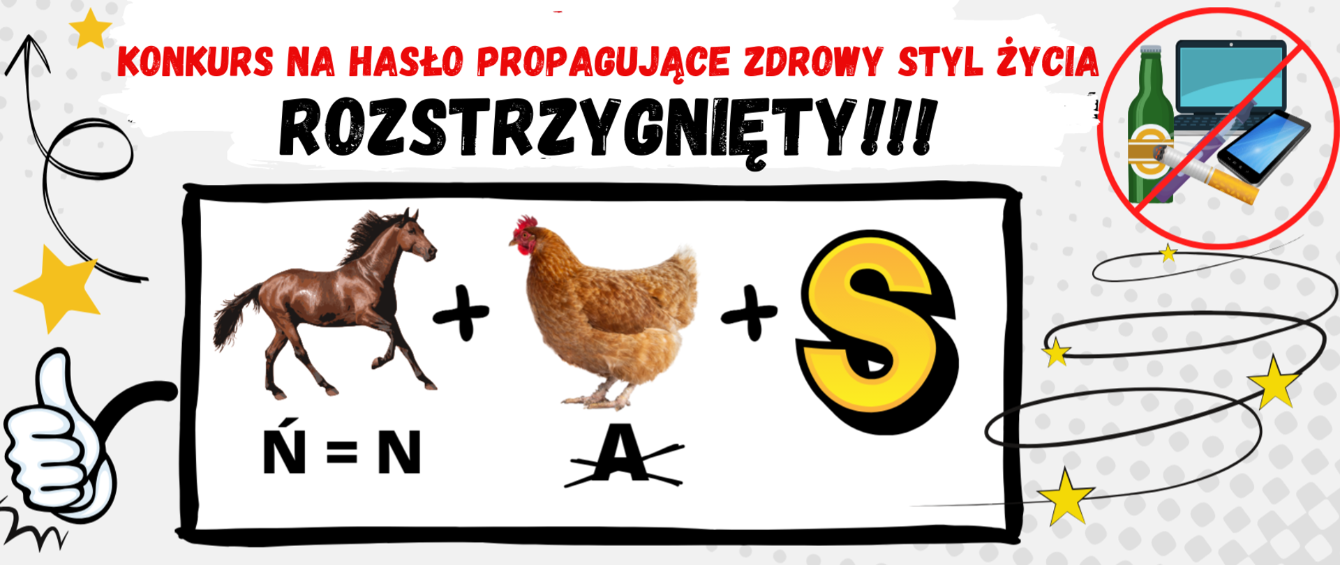 informacja o rozstrzygniętym konkursie na hasło propagujące zdrowy styl życia