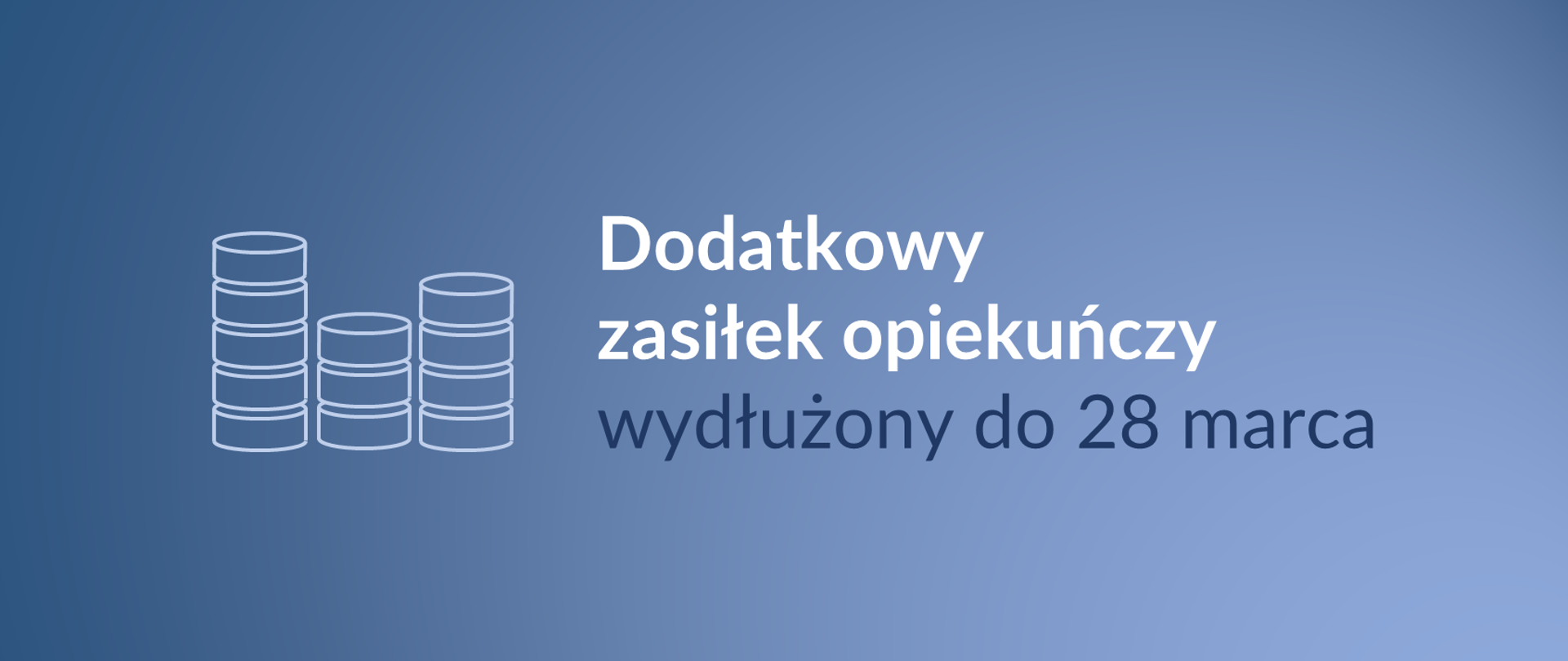 Grafika z tekstem: "Dodatkowy zasiłek opiekuńczy wydłużony do 28 marca"