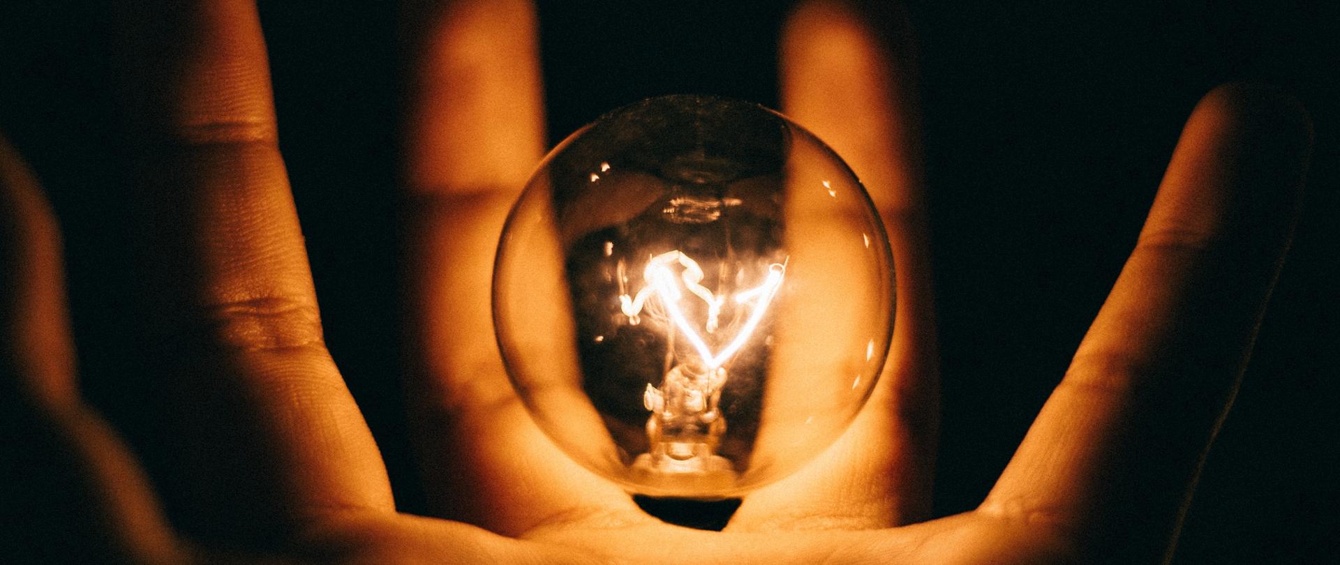 Ręka z żarówką