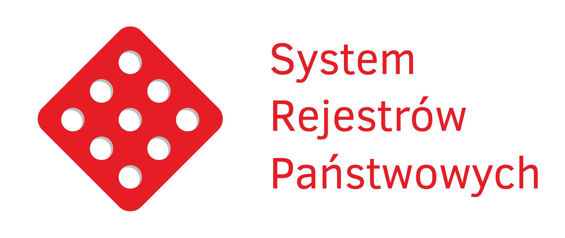 Czerwony napis System rejestrów Państwowych