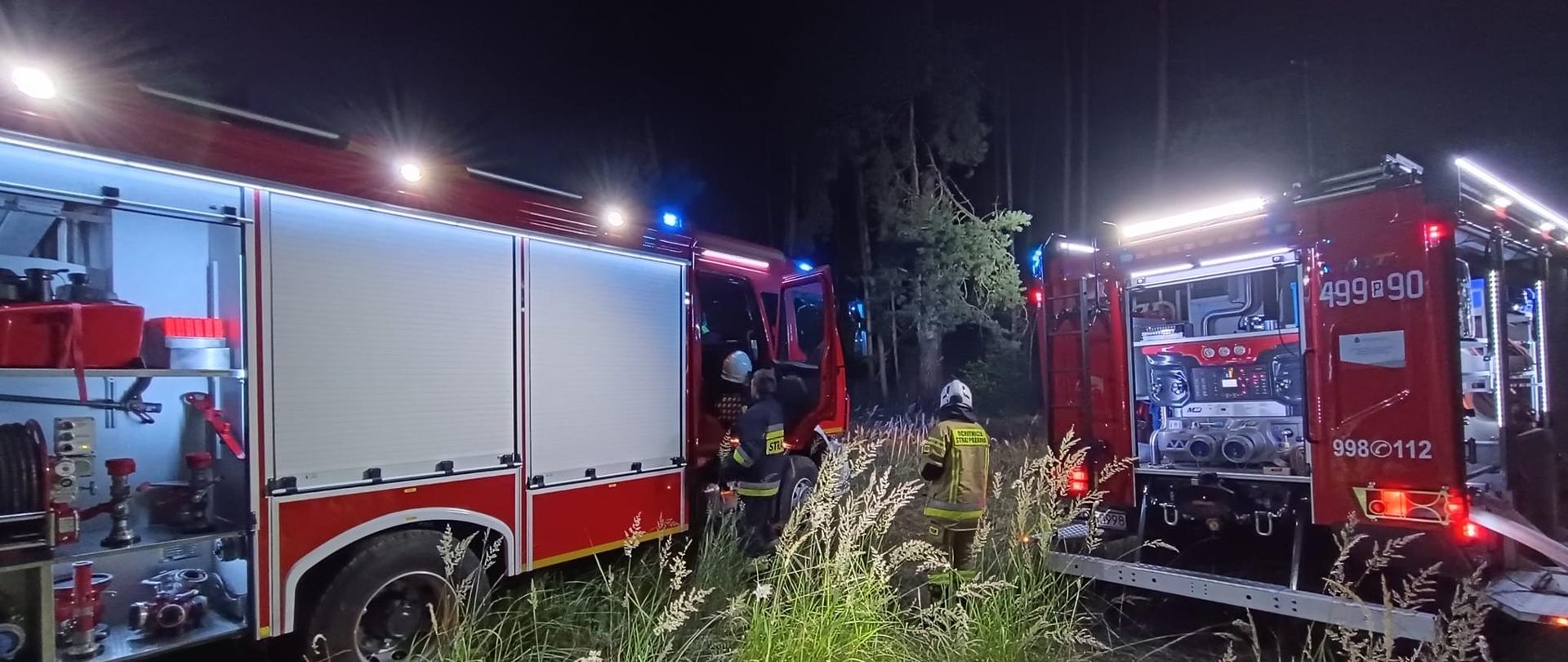 Nocny pożar lasu na granicy województw 