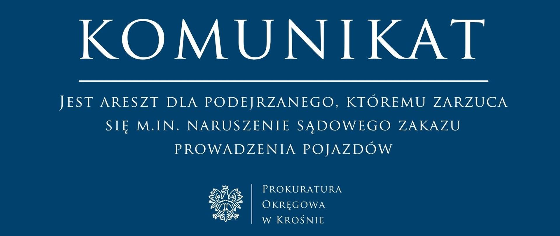 Jest areszt dla podejrzanego, któremu zarzuca się m.in. naruszenie sądowego zakazu prowadzenia pojazdów