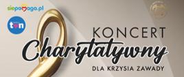  Koncert Charytatywny dla Krzysia Zawady złota nuta z zdjęciem dziecka. Nr konta do wsparcia.