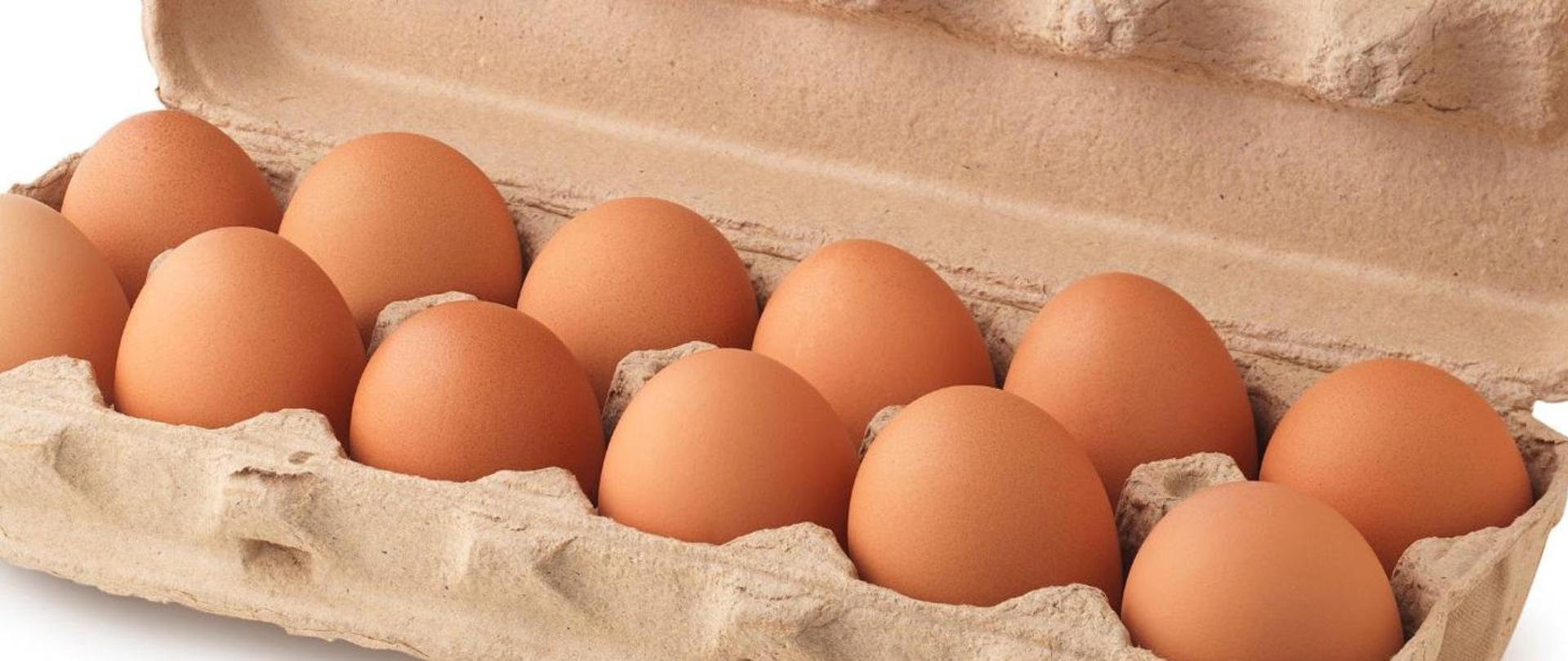 Grafika przedstawiająca jaja w papierowej wytłoczce. 