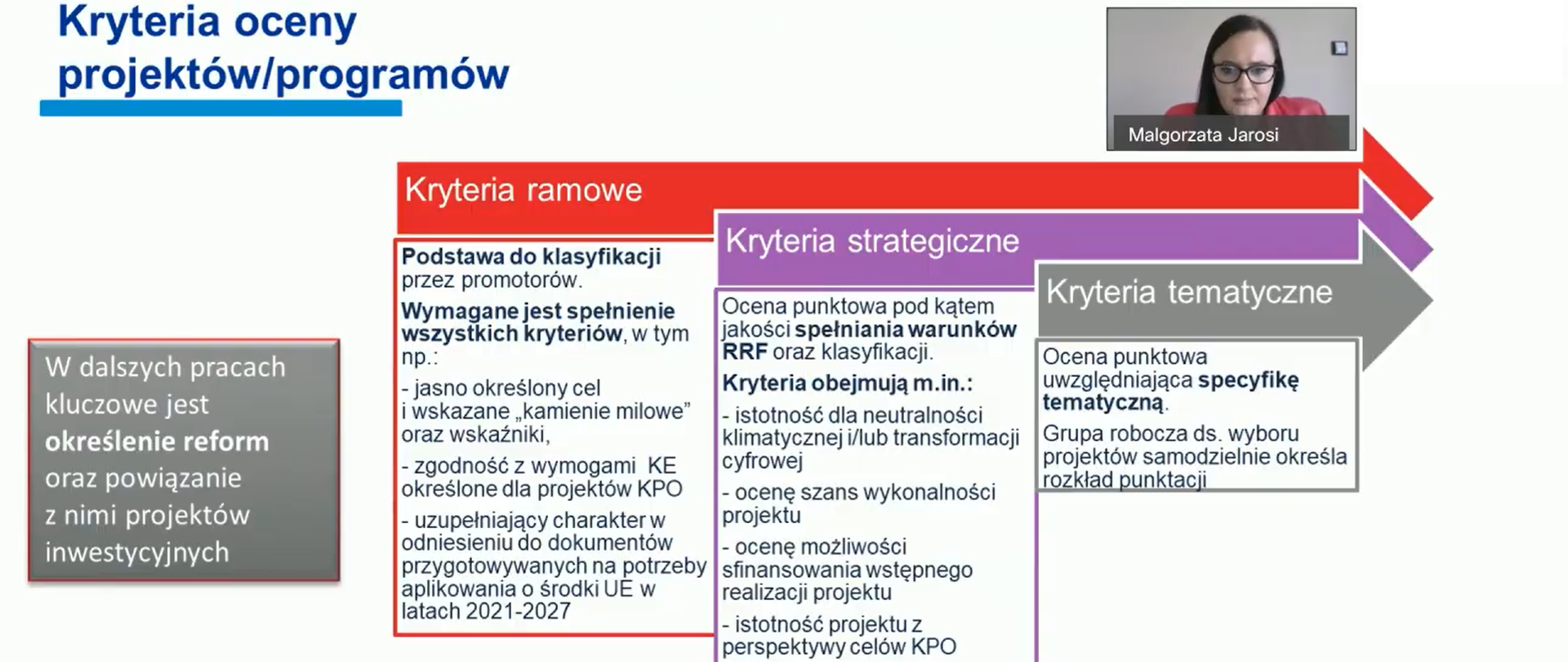 grafika z napisem kryteria oceny projektów/programów do Krajowego Planu Odbudowy