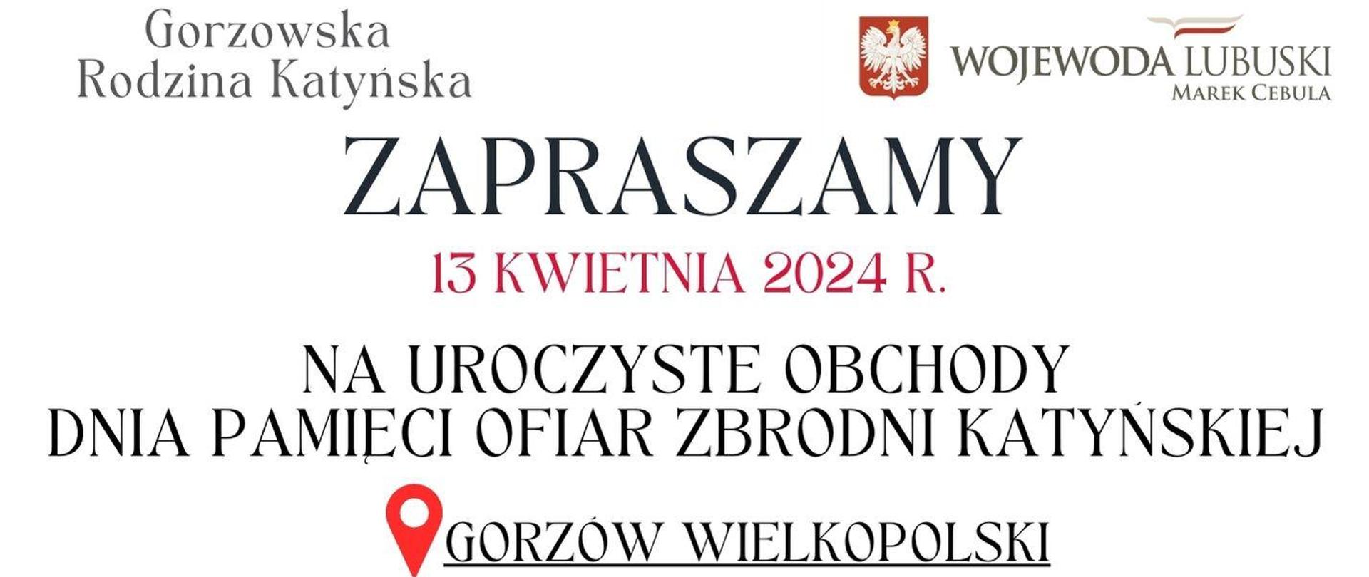 Zaproszenie na obchody 84.Rocznicy zbrodni katyńskiej