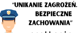 Plakat informujący o spotkaniu z policjantami: białe tło, czarne napisy. Grafika przedstawiająca policjanta