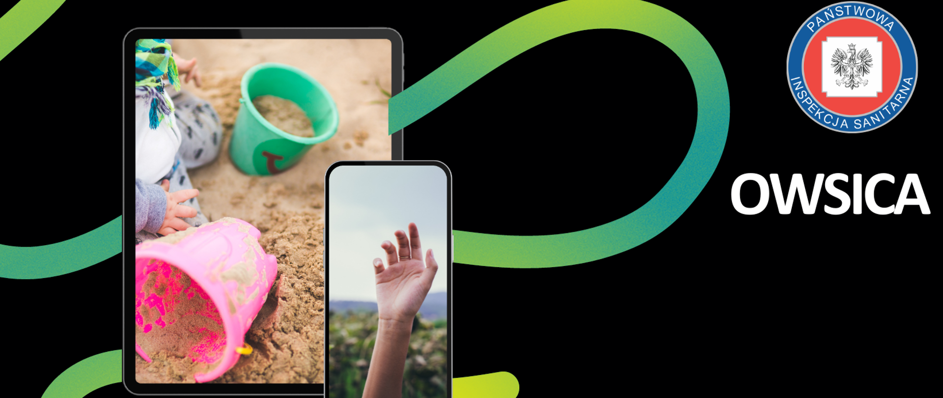 grafika przedstawia piaskownicę, oraz dłoń jako potencjalne źródła zakażenia owsicą