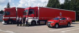 Zabezpieczenie konwoju Republiki Czech przez KP PSP w Sejnach wiozącego pomoc humanitarną na Litwę