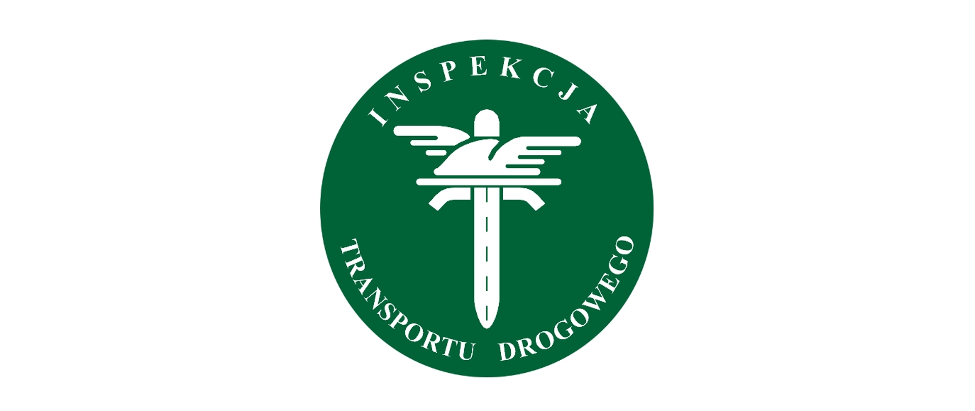 Na białym tle logo inspekcji transportu drogowego (motyw biały na zielonym tle)