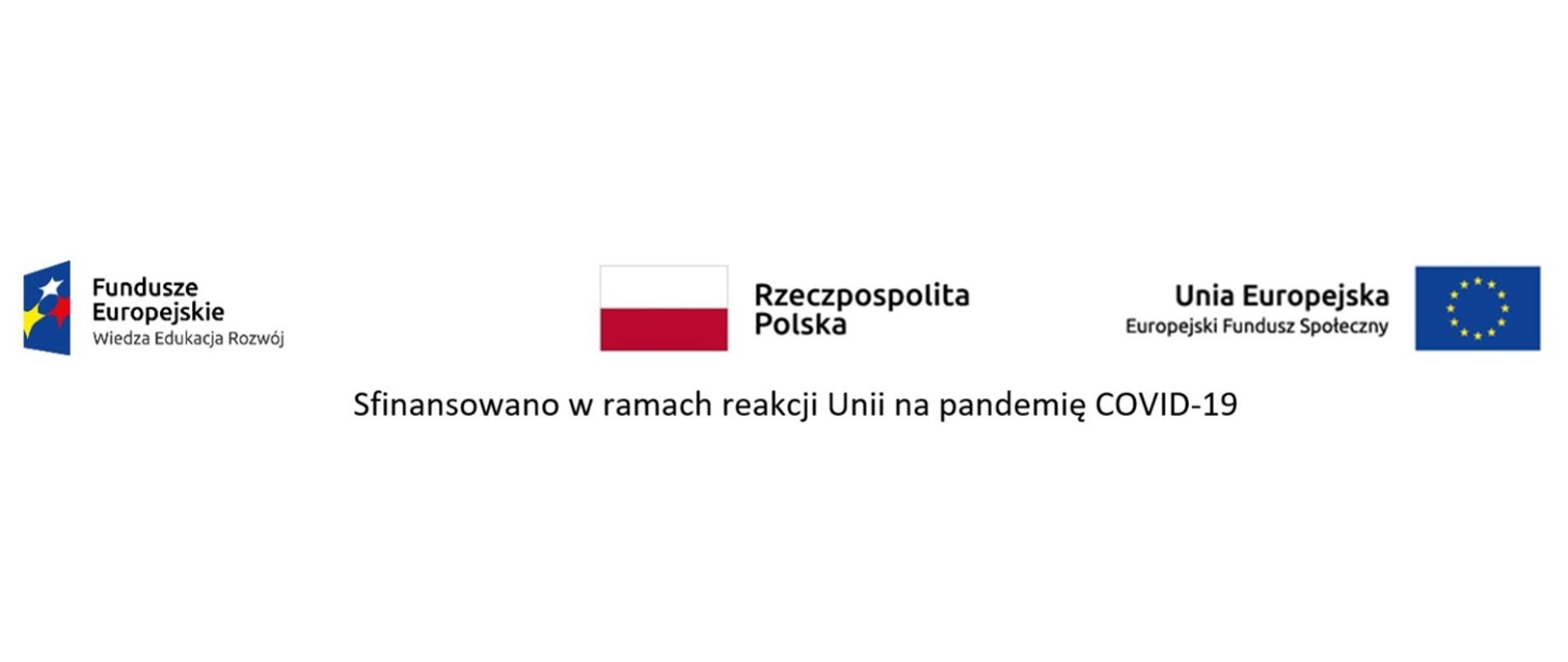 Logotypy: Fundusze Europejskie, Rzeczpospolita Polska, Unia Europejska 