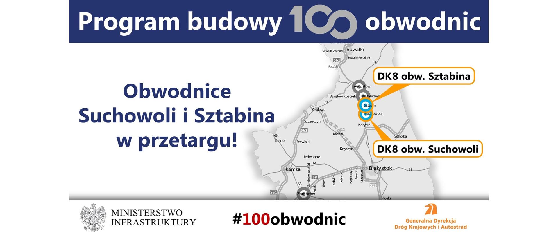 Obwodnice Sztabina i Suchowoli zostaną zrealizowane w ramach Programu budowy 100 obwodnic - infografika