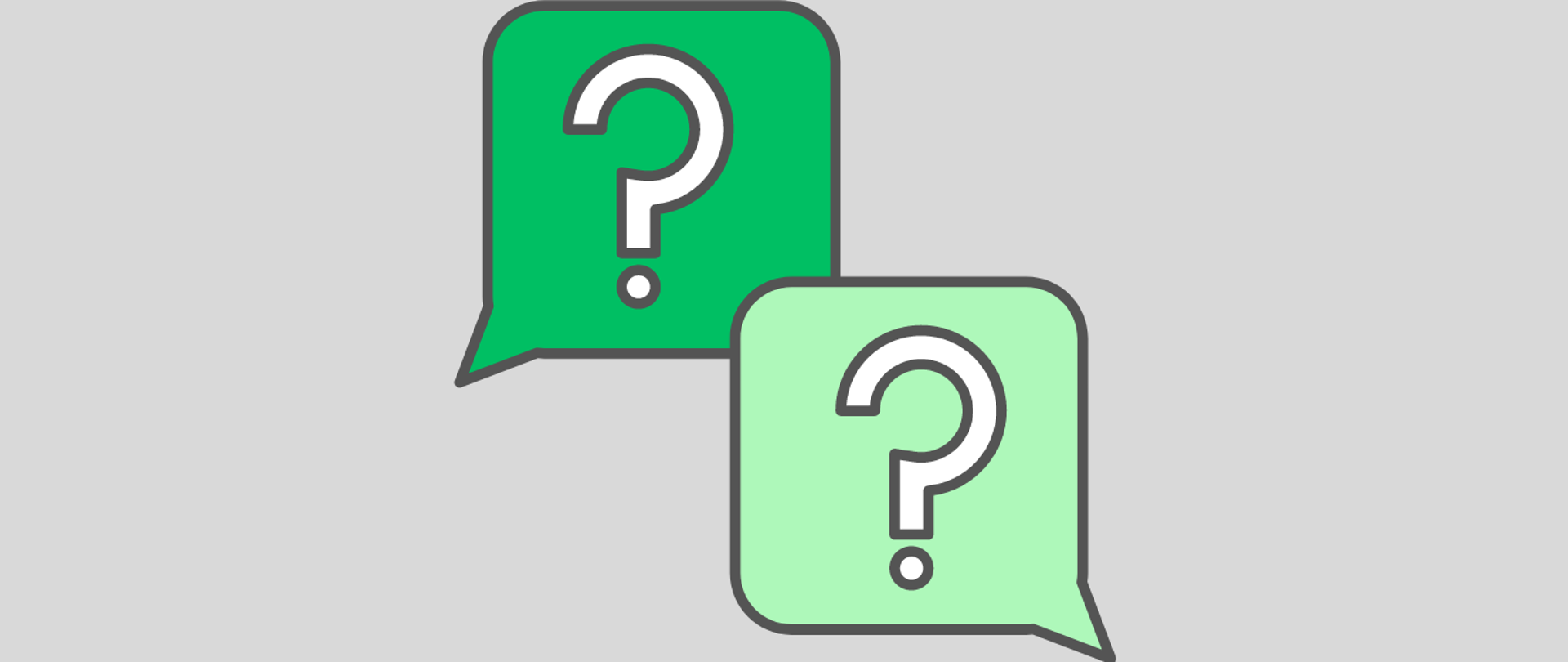 Infografika przedstawiająca dwie chmurki, a w nich znaki zapytania