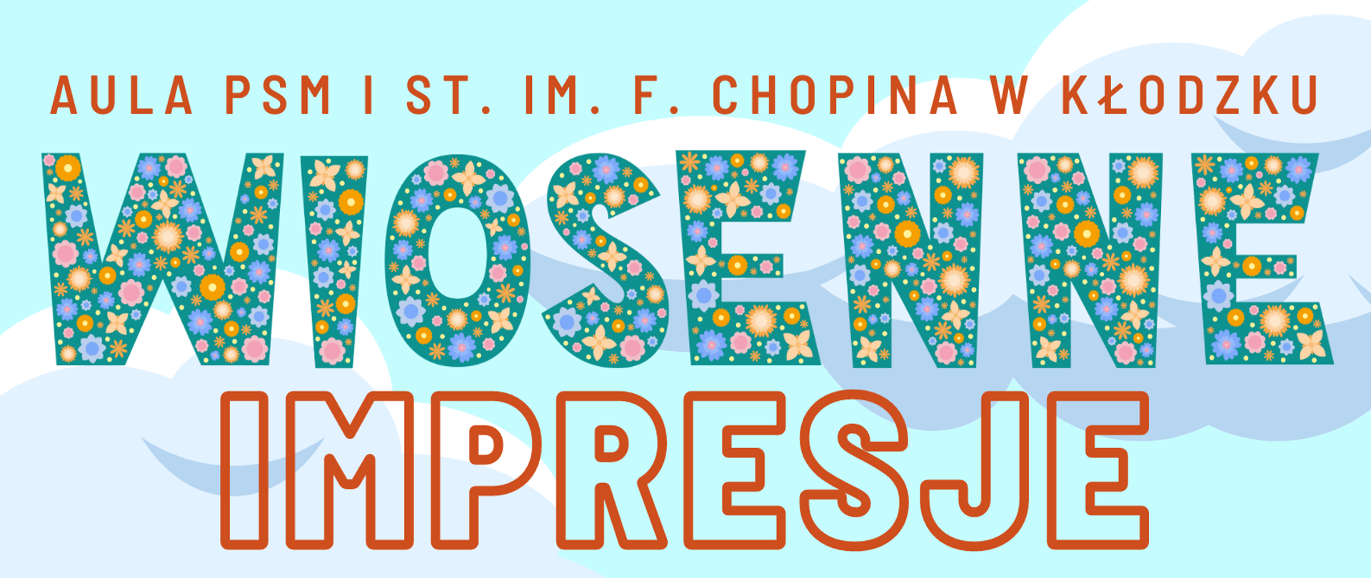 Plakat na zielonym tle z grafiką instrumentów oraz szczegółowymi informacjami dotyczącymi koncertu uczniów klasy fletu i trąbki 19 maja 2023