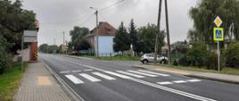 Przejście dla pieszych na drodze jednojezdniowej dwupasowej, w terenie zabudowanym.