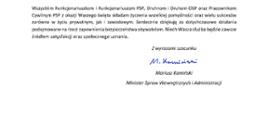 ŻYCZENIA MINISTRA SPRAW WEWNĘTRZNYCH I ADMINISTARCJI Z OKAZJI DNIA STRAŻAKA