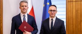 Minister infrastruktury Dariusz Klimczak oraz wiceminister infrastruktury Arkadiusz Marchewka